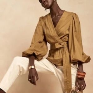 Banana Republic Balloon Sleeve Wrap Top